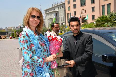Kristiane Backer was warmly welcomed by Bilal Sheikh , Social Media Officer UMT