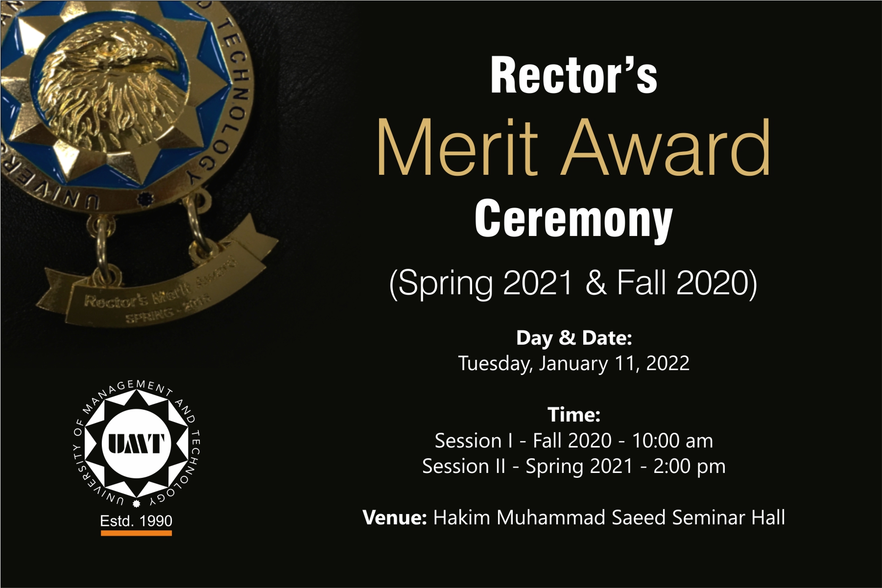Rector's Merit Award Ceremony Fall2020 Session 1